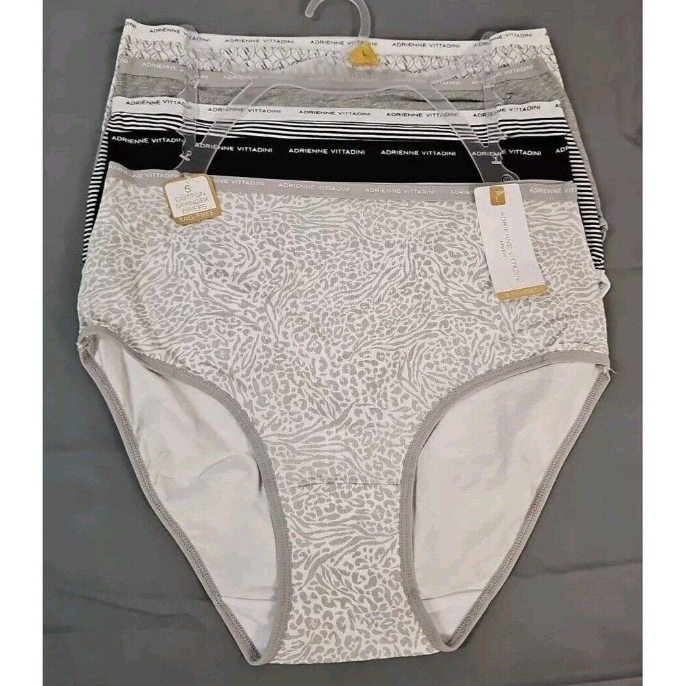 Adrienne Vittadini  Panties Women's Large 5 Pack Briefs Cotton Spandex Tag Free